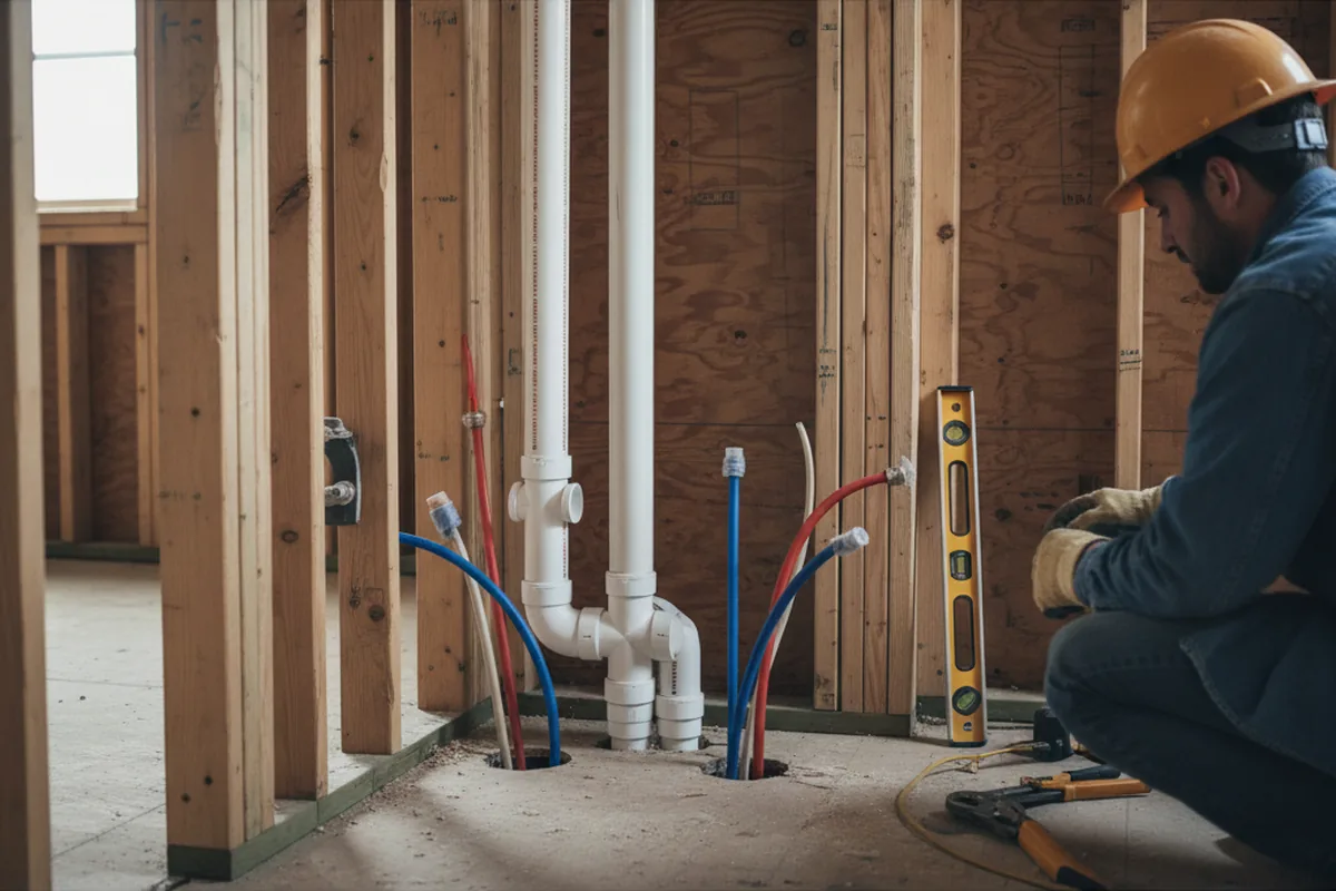 Drain and supply rough-in during Leak Detection in Bethany